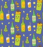 Partitemabakgrund med kawaiidrinken vektor illustrationer Partitemabakgrund med kawaiidrinken vektor illustrationer