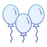 Party balloons flat icon. Balloon blue icons in trendy flat style. Three balloons gradient style design, designed for vector illustration Party balloons flat icon. Balloon blue icons in trendy flat style. Three balloons gradient style design, designed for vector illustration