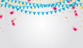 Party balloons illustration. Confetti and ribbons flag ribbons, Merry Christmas Party xmas Poster and Happy New Year. Eps vector illustration Party balloons illustration. Confetti and ribbons flag ribbons, Merry Christmas Party xmas Poster and Happy New Year. Eps vector illustration