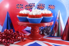 Party cupcakes with UK flags stock photography Party cupcakes with UK flags stock photography