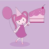 Party Girl With Cake And Balloon Stock Images Party Girl With Cake And Balloon Stock Images