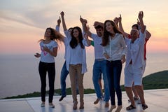 Party people on sunset royalty free stock photography Party people on sunset royalty free stock photography