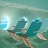 Pasajero Seat de la opinión de la cabina del aeroplano y porta ilustración del vector Pasajero Seat de la opinión de la cabina del aeroplano y porta ilustración del vector