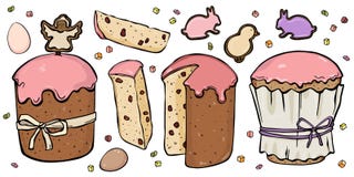 Pasen-cakeillustratie op wit wordt ge?soleerd dat stock illustratie Pasen-cakeillustratie op wit wordt ge?soleerd dat stock illustratie