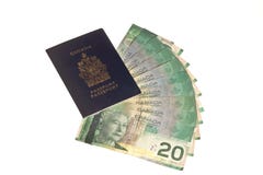 Passaporte canadense e dinheiro canadense Passaporte canadense e dinheiro canadense