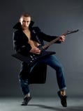 Passionate Guitarist Playing His Electric Guitar Stock Photography Passionate Guitarist Playing His Electric Guitar Stock Photography
