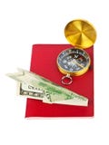Passport, Compass And Money Plane - Travel Concept Royalty Free Stock Image