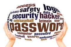 Password word cloud and hand with marker concept. On white background vector illustration Password word cloud and hand with marker concept. On white background vector illustration