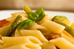 Pasta With Ham And French Beans Royalty Free Stock Photography Pasta With Ham And French Beans Royalty Free Stock Photography