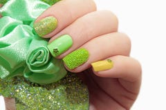 Pastel green manicure. stock images Pastel green manicure. stock images