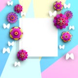 Pastelkleur vierkante achtergrond met bloemen en vlinders vector illustratie Pastelkleur vierkante achtergrond met bloemen en vlinders vector illustratie