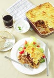 Pastitsio taverna Mahlzeit von oben Lizenzfreies Stockfoto Pastitsio taverna Mahlzeit von oben Lizenzfreies Stockfoto