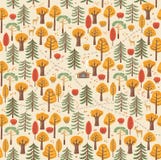 Paths, traces of animals, bushes, berries, leaves make up a beautiful autumn forest pattern. Seamless pattern Royalty Free Stock Photo Paths, traces of animals, bushes, berries, leaves make up a beautiful autumn forest pattern. Seamless pattern Royalty Free Stock Photo