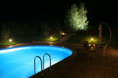 Patio And Pool By Night-2 Stock Photos Patio And Pool By Night-2 Stock Photos