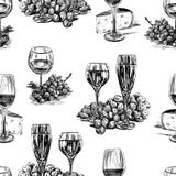 Pattern of the wine glasses,grape and cheese Stock Image Pattern of the wine glasses,grape and cheese Stock Image
