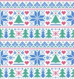 Pattern With Trees And Snowflakes Royalty Free Stock Photos