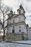 Pauline Church sulla roccia in distretto ebreo Cracovia, Polonia fotografia stock Pauline Church sulla roccia in distretto ebreo Cracovia, Polonia fotografia stock