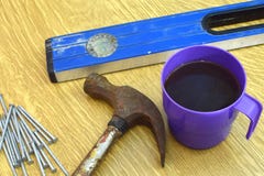 Pausa caffè al cantiere immagini stock libere da diritti Pausa caffè al cantiere immagini stock libere da diritti