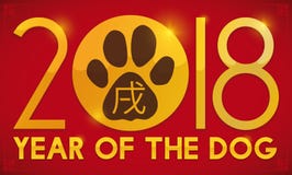 Paw Print pelo ano chinês do cão em 2018, ilustração do vetor ilustração stock Paw Print pelo ano chinês do cão em 2018, ilustração do vetor ilustração stock