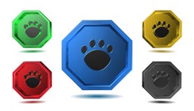 Paw Sign - iconos del ejemplo 3D fijados ilustración del vector Paw Sign - iconos del ejemplo 3D fijados ilustración del vector
