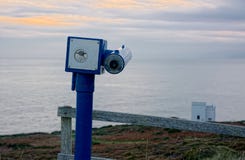 Telescope overlooking seaview at sunset royalty free stock photo Telescope overlooking seaview at sunset royalty free stock photo