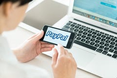 Paypal logo on Apple iPhone 5S royalty free stock images Paypal logo on Apple iPhone 5S royalty free stock images