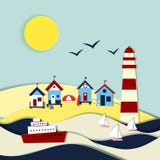 Paysage orienté nautique de vecteur illustration stock Paysage orienté nautique de vecteur illustration stock