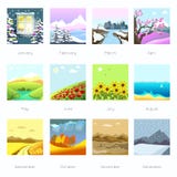 Paysages dans la saison différente, temps illustration libre de droits Paysages dans la saison différente, temps illustration libre de droits