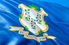País de abanderamiento de Connecticut diseño de la bandera que agita 3D Banderas del estado de los E.E.U.U. de Connecticut y de H imagen de archivo País de abanderamiento de Connecticut diseño de la bandera que agita 3D Banderas del estado de los E.E.U.U. de Connecticut y de H imagen de archivo