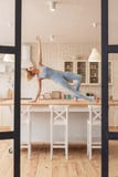 Peaceful good-looking skinny girl being involved in unusual performance stock photos Peaceful good-looking skinny girl being involved in unusual performance stock photos