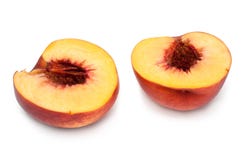 Peach Cut On Two Parts Stock Photo