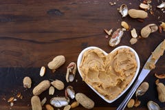 Peanut Butter In Heart Dish Stock Photography