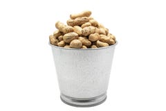 Peanuts in a tin bucket on white background. With clipping path royalty free stock photos Peanuts in a tin bucket on white background. With clipping path royalty free stock photos