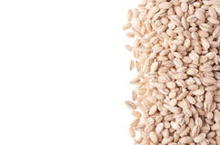 Pearl barley as decorative border isolated on white background. Top view, closeup. Royalty Free Stock Photography Pearl barley as decorative border isolated on white background. Top view, closeup. Royalty Free Stock Photography