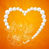 Pearl necklace and a heart-shaped cherry royalty free illustration Pearl necklace and a heart-shaped cherry royalty free illustration