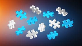 Pedazos grises y azules del rompecabezas y x27; 3D rendering& x27; ilustración del vector Pedazos grises y azules del rompecabezas y x27; 3D rendering& x27; ilustración del vector