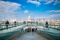 Pedestrians on Millennium Bridge, London, England Stock Images Pedestrians on Millennium Bridge, London, England Stock Images