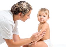 Pediatrics doctor giving a child vaccine injection