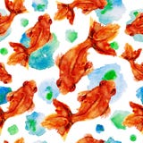 Peixe dourado sem emenda da aquarela do teste padrão ilustração stock Peixe dourado sem emenda da aquarela do teste padrão ilustração stock