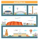 Pejzaż miejski z sławnym zabytkiem i budynkiem Australia ilustracji Pejzaż miejski z sławnym zabytkiem i budynkiem Australia ilustracji