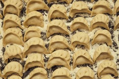 Pelmeni de las bolas de masa hervida antes de cocinar Top ruso del fondo de la cocina foto de archivo libre de regalías Pelmeni de las bolas de masa hervida antes de cocinar Top ruso del fondo de la cocina foto de archivo libre de regalías