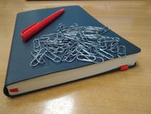 Pen, paper clips, diary. royalty free stock images Pen, paper clips, diary. royalty free stock images