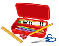 Pencil Box With School Supplies Stock Images Pencil Box With School Supplies Stock Images