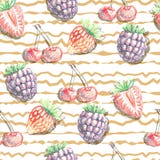 Seamless vector pattern of berries. hand drawn illustration. stock photography Seamless vector pattern of berries. hand drawn illustration. stock photography