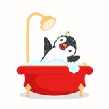 Penguin bath with foam vector illustration Penguin bath with foam vector illustration
