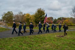 Pennsauken, New Jersey - November 5, 2017: Dit is burgerlijke luchtpatrouille bij deze Dagceremonies van jarenveteranen die bij C stock fotografie Pennsauken, New Jersey - November 5, 2017: Dit is burgerlijke luchtpatrouille bij deze Dagceremonies van jarenveteranen die bij C stock fotografie