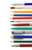Pens And Pencils On White Stock Images