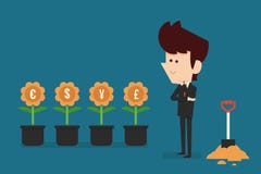 Pensamento sobre o investimento ilustração stock Pensamento sobre o investimento ilustração stock