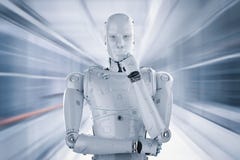 Pensiero del robot di umanoide illustrazione vettoriale Pensiero del robot di umanoide illustrazione vettoriale