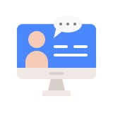 People and bubble chat on computer screen, webinar concept stock illustration People and bubble chat on computer screen, webinar concept stock illustration